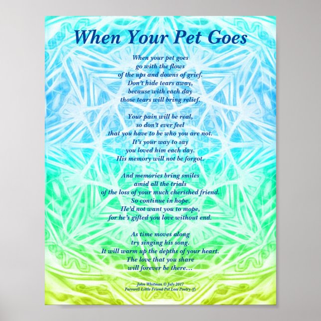Poem: Male Pet Loss Sympathy YGB Poster Matte (Front)