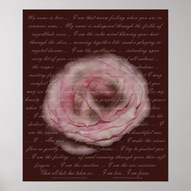 Poem "My name is love" Floral Print (Front)