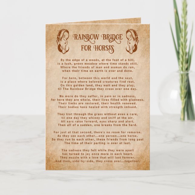 Poem Rainbow Bridge for Horses Sympathy Card (Front)