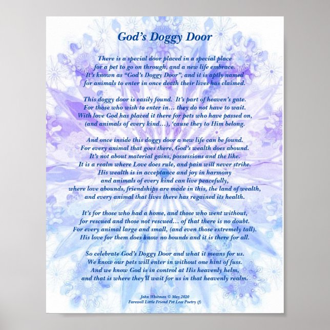 Poem: Special Memories Of A Pet, Poster (Matte) (Front)