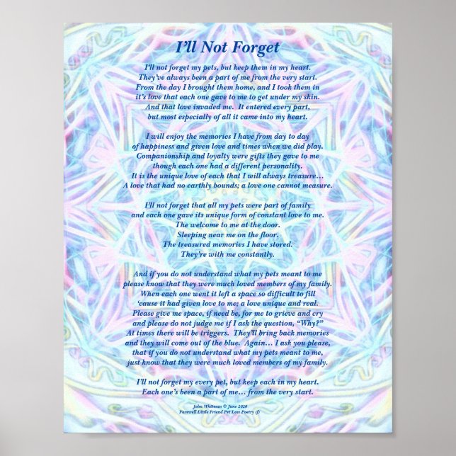 Poem: Special Memories Of Pets, PBP Poster Matte (Front)