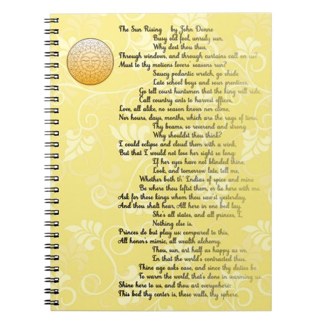 Poem The Rising Sun by John Donne Notebook (Front)
