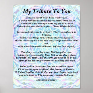 Poem: Tribute to a Deceased Pet PBP Poster Matte
