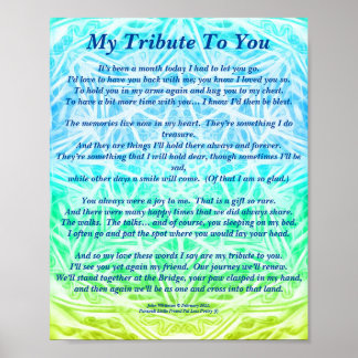 Poem: Tribute to a Deceased Pet YGB Poster Matte