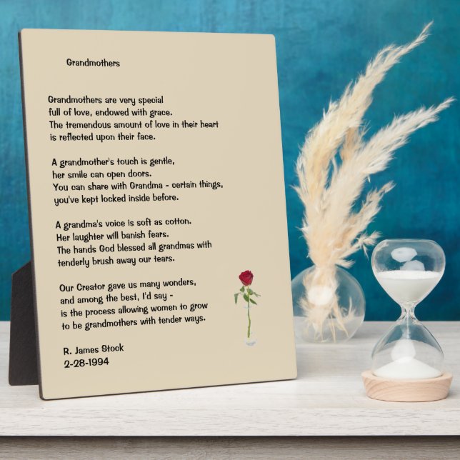 Poem w/rose for Grandmothers on 8x10 plaque (Side)