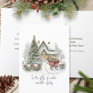 Poem White Red Barrow Greenery Pine Christmas Tree Holiday Card