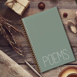 "Poems" Minimalist Green Poetry Journal