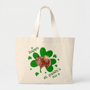 Poeranian St Patrick's Day Large Tote Bag