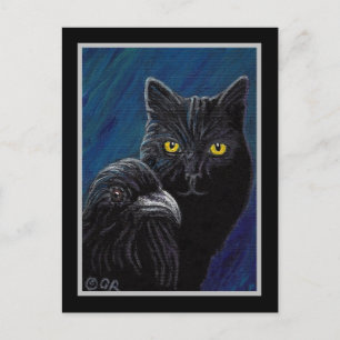 Poe's Cat & Raven Postcard