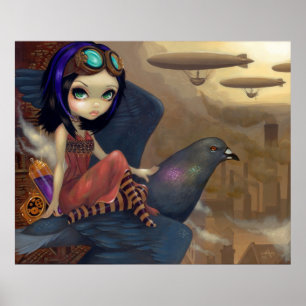 Poe's Flight ART PRINT steampunk fairy urban