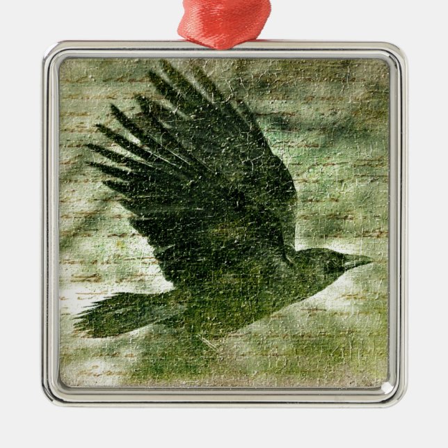 Poe's Grunge Raven Metal Tree Decoration (Front)