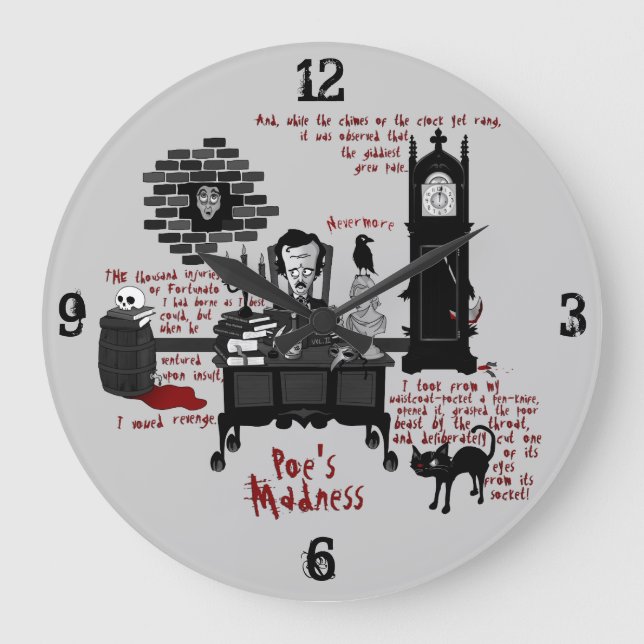 'Poe's Madness' (Version 2) Clock (Front)