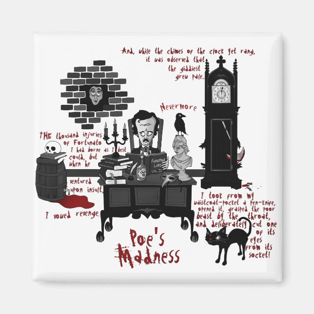 'Poe's Madness' (Version 2) Magnet (Front)