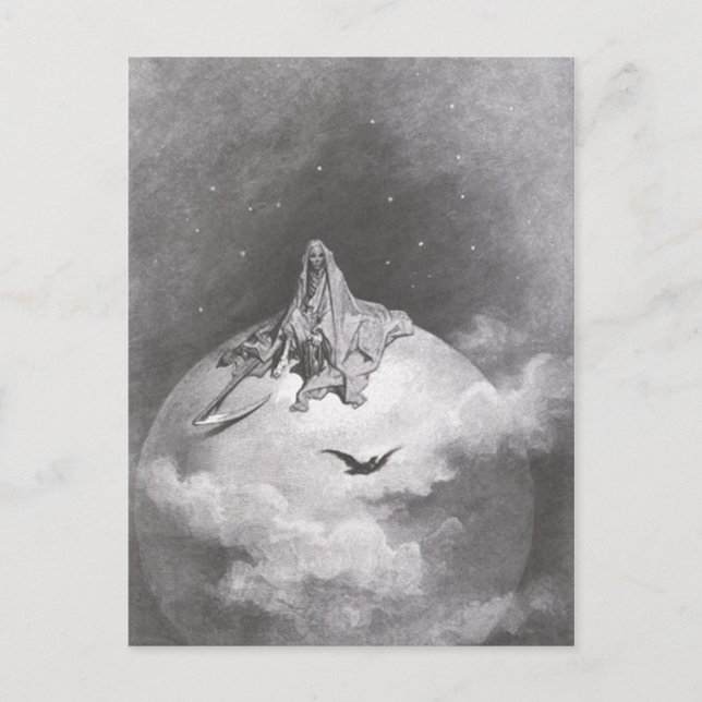 Poe's Raven Dreaming Dreams Print Postcard (Front)