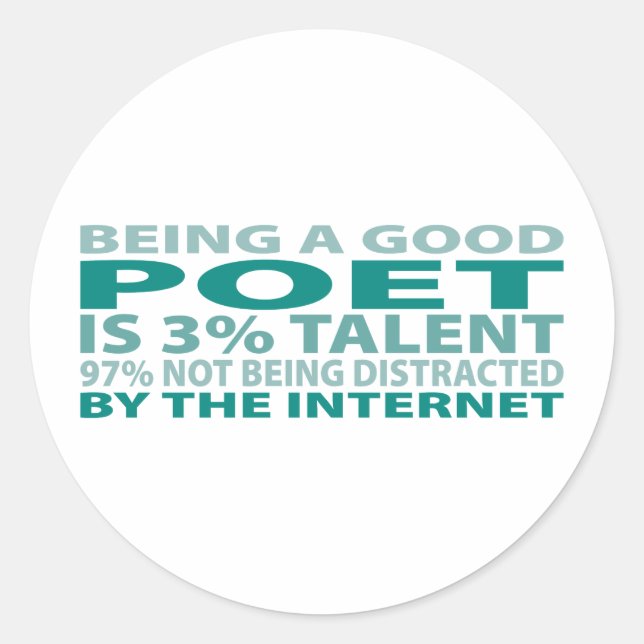 Poet 3% Talent Classic Round Sticker (Front)
