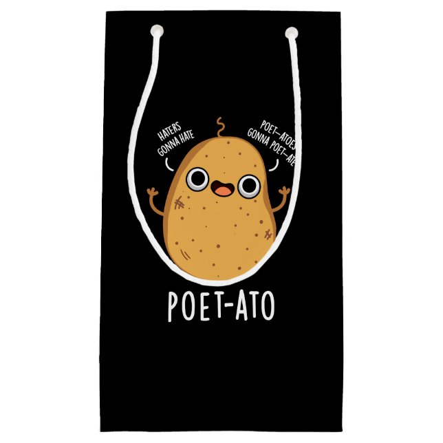 Poet-ato Funny Veggie Potato Pun Dark BG Small Gift Bag (Front)