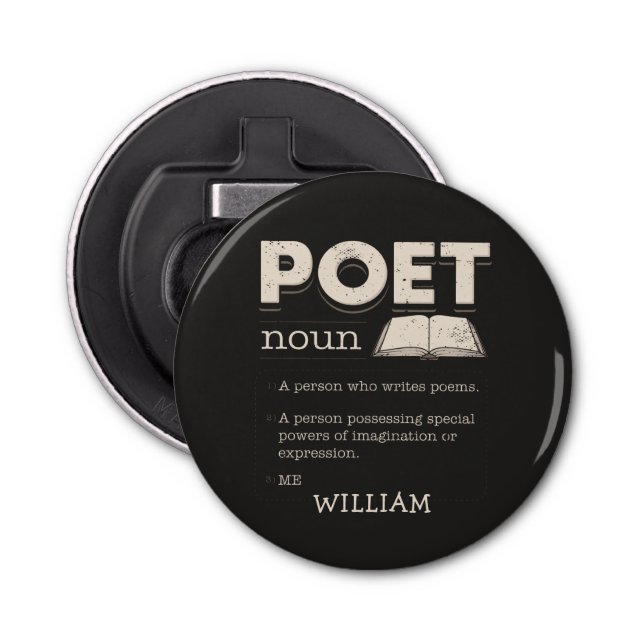 Poet Definition Gag Funny Poetry Writer Novelty Bottle Opener (Front)
