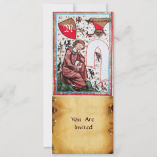 POET IN THE GARDEN OF BIRDS MONOGRAM INVITATION