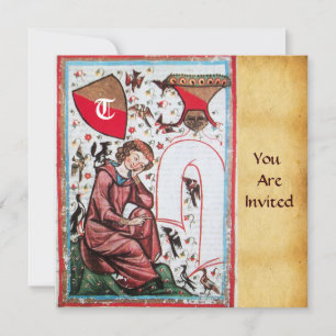 POET IN THE GARDEN OF BIRDS  MONOGRAM INVITATION