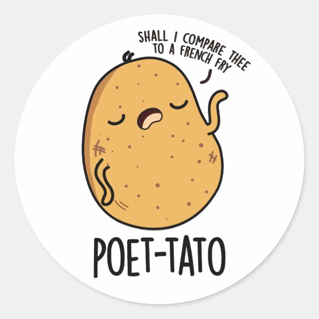 Poet-tato Funny Potato Pun  Classic Round Sticker (Front)