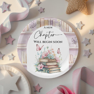 Poetcore New Chapter Pink Girl Book Baby Shower Paper Plate