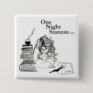 Poetgirl pin, square 15 cm square badge