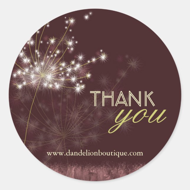 Poetic Fall Dandelion Business Thank You Classic Round Sticker (Front)