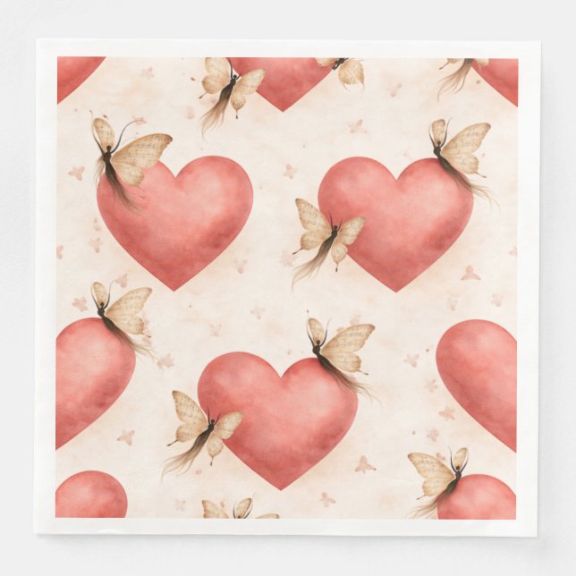 Poetic Form Butterfly -Heart Square Paper Napkins (Front)