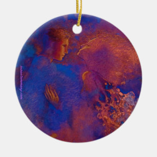 Poetic lovers pendant ceramic tree decoration