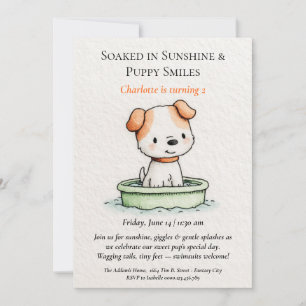 Poetic & Minimalist Puppy Pool Party Invitation