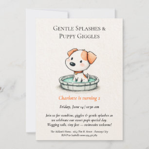 Poetic & Minimalist Puppy Pool Party Invitation