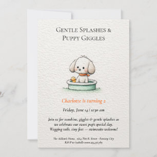 Poetic & Minimalist Puppy Pool Party Invitation
