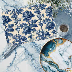 Poetic Roses French Toile Floral Blue Historic Tissue Paper