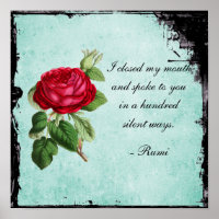 Poetic Rumi Quote Typography with Vintage Red Rose