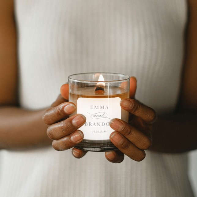 Poetic Script Editable Colour Wedding Favour Stick Square Sticker (Creator Uploaded)