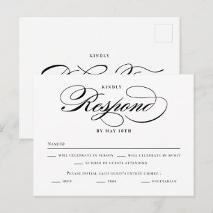 Poetic Script Editable Colour Wedding RSVP Card