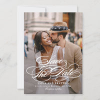 Poetic Script Elegant Wedding Save The Date Card
