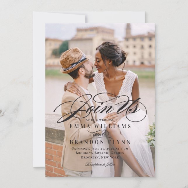 Poetic Script Photo Wedding Invitation PSC (Front)