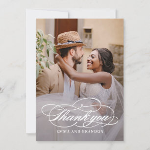 Poetic Script Photo Wedding Thank You Card