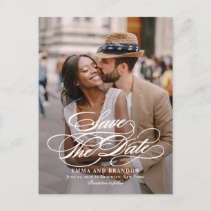 Poetic Script Wedding Save The Date Postcard