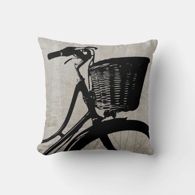 Poetic Silhouette Chic French Bike Vintage Art Cushion (Front)