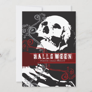 Poetic Skeleton Death Scary Gothic Halloween Party Invitation
