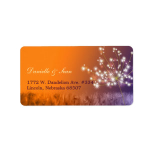 Poetic Twilight Dandelion Wedding Address Label