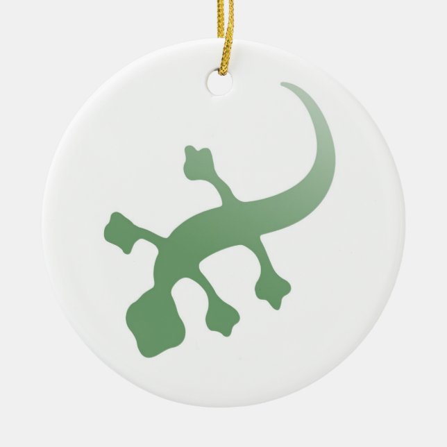 Poetica Gecko in Green Ceramic Tree Decoration (Front)