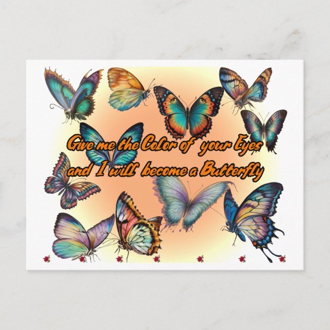 Poetry and Butterflies on a  Postcard (Front)