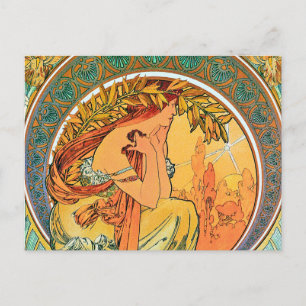 Poetry from the series "The Arts" by Mucha Postcard