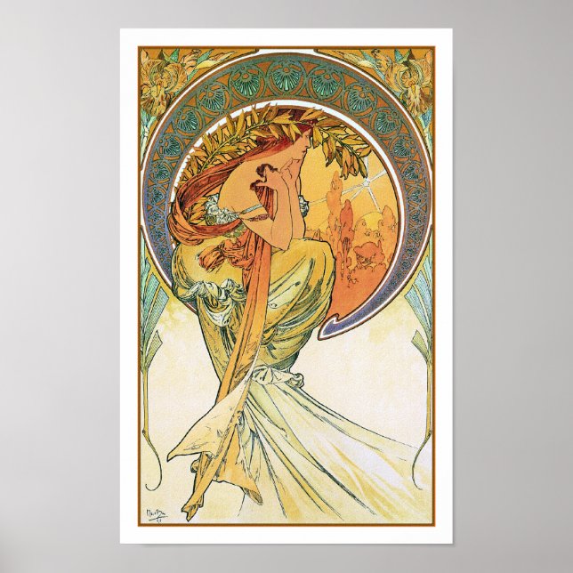 POETRY from the series "The Arts" by Mucha Poster (Front)