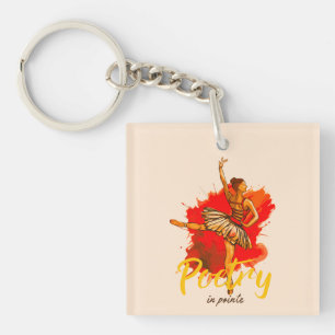 Poetry in Pointe – Elegant Ballerina Art for Dance Key Ring