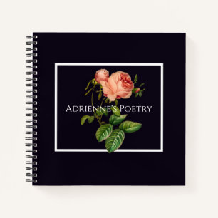 Poetry Journal with a Vintage Pink Rose
