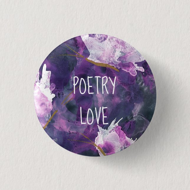 Poetry Love Button—National Poetry Month 3 Cm Round Badge (Front)